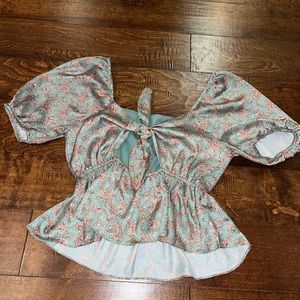 Altar’d State Blue Silk-like tie top